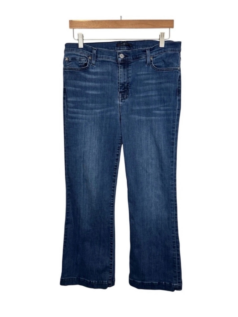 7 For All Mankind Dark Blue Wide Leg Jeans